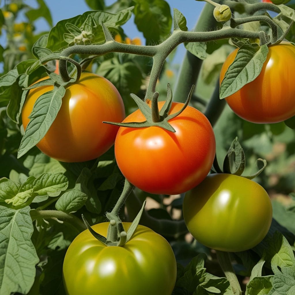 Die Tomaten sind bald reif zum ernten.